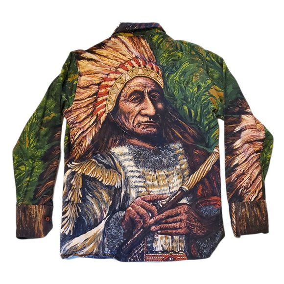 Rare Vintage NINO MORI Native American Button Up Shirt Size M - Picture 6 of 12